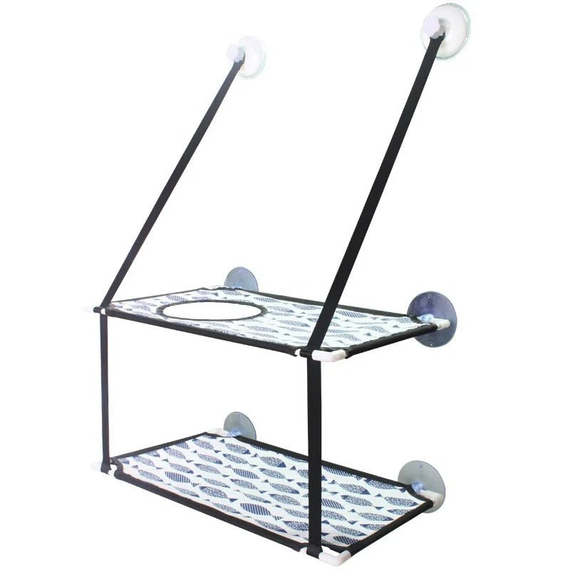 hamac double chat fenêtre fond blanc imprimer poisson double filet