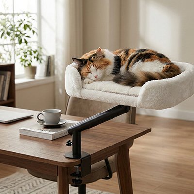 hamac bureau chat chat sieste
