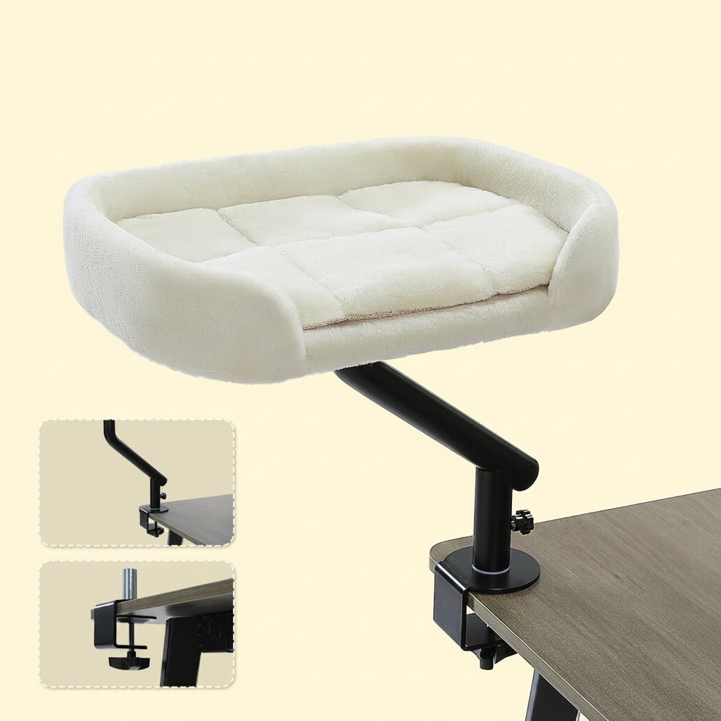hamac bureau chat peluche blanche installation facile