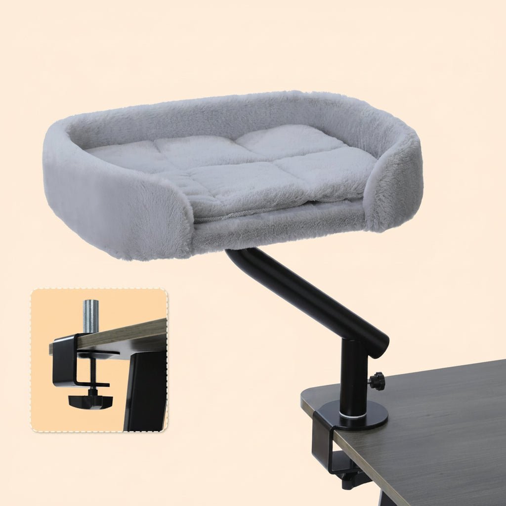 hamac bureau chat peluche grise installation facile