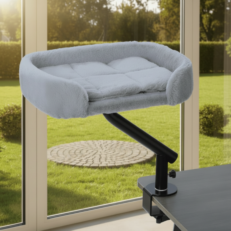 hamac bureau chat variante coussin gris