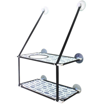 hamac double chat fenêtre fond blanc imprimer poisson double filet