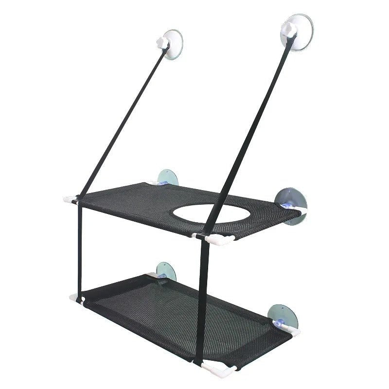hamac double chat fenêtre noir double filet
