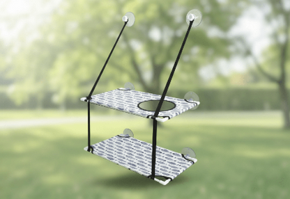 hamac double chat fenêtre variante blanc imprime poissons double filet