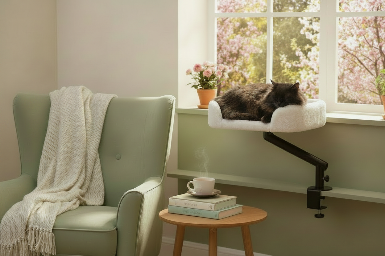 hamac pour chat chat endormi salle lecture