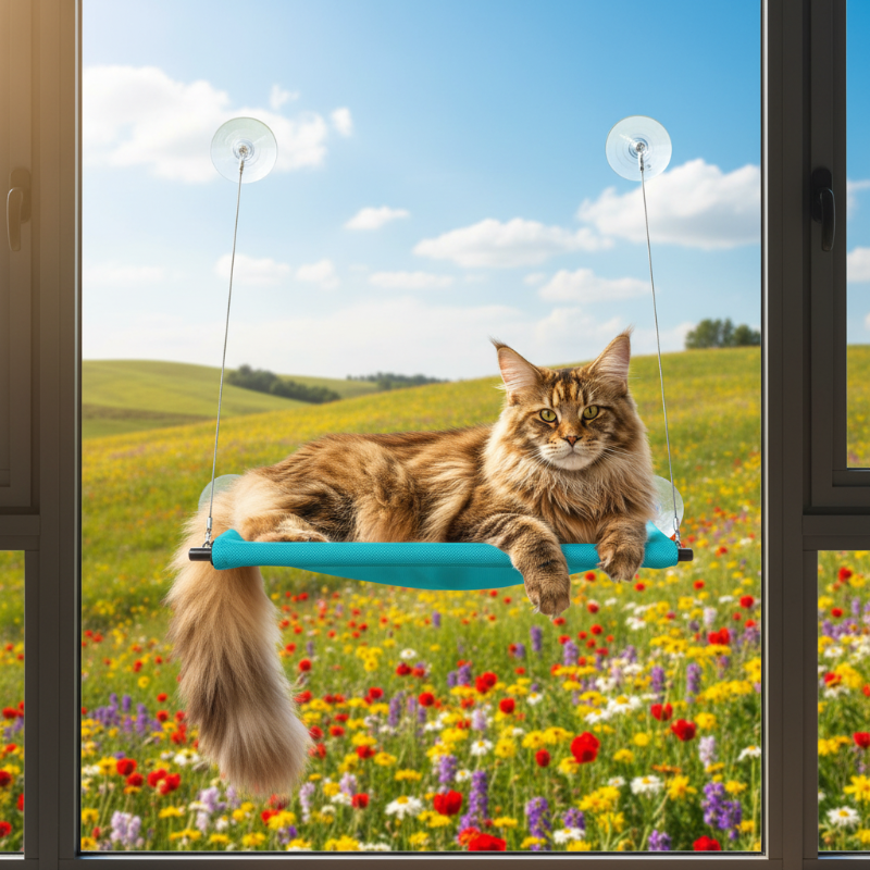 hamac pour chat fenêtre observe interieur