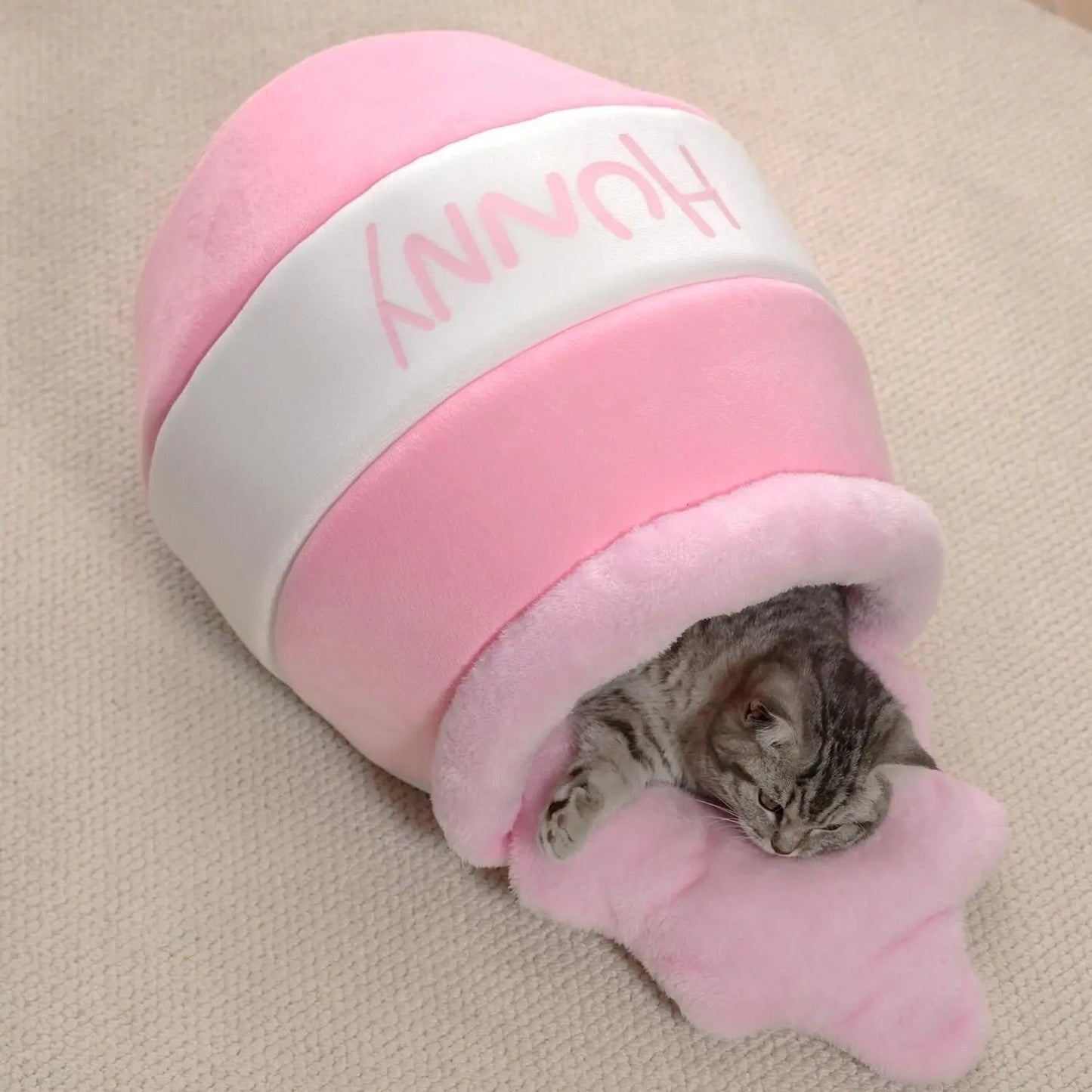 lit-niche pour chat pot de miel chat detente