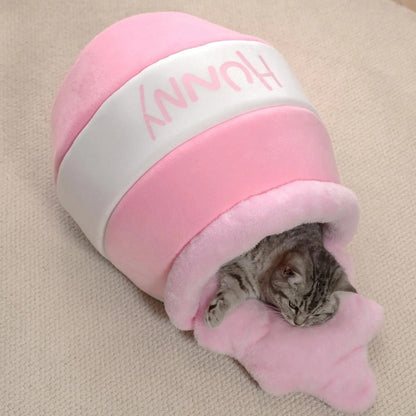 lit-niche pour chat pot de miel chat detente