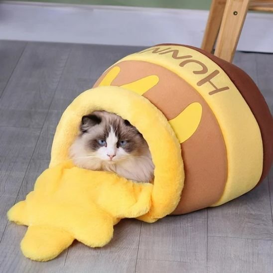 lit-niche pour chat pot de miel chat  interieur