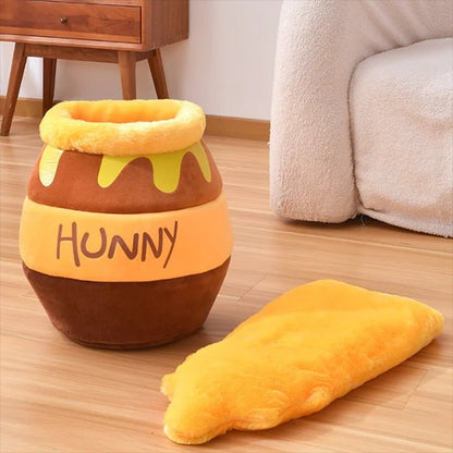 lit-niche pour chat pot de miel debout coussin amovide