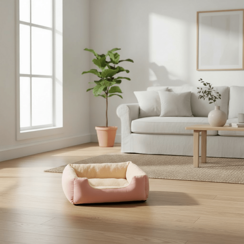 lit pour chat variante rose bicolore