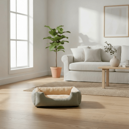lit pour chat variante vert clair et beige
