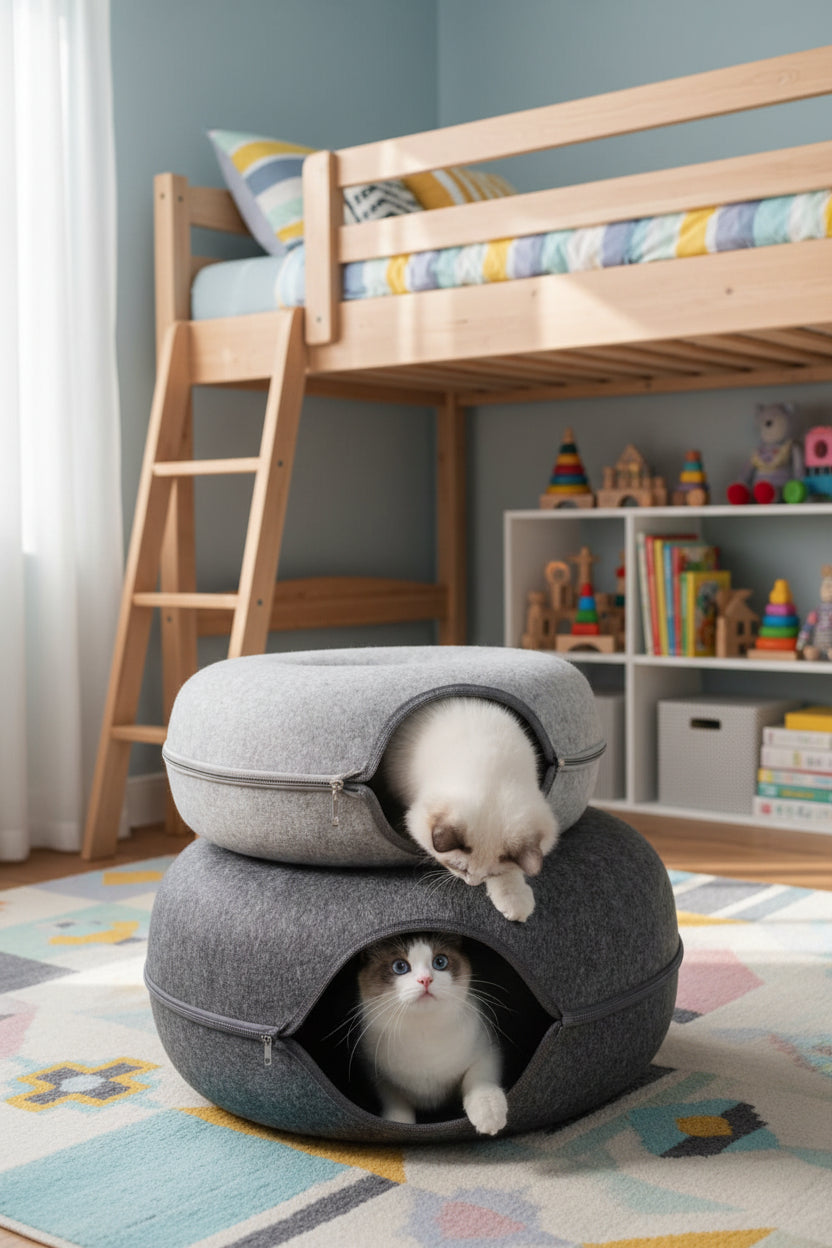 lit tunnel chat rond chat chacun interieur