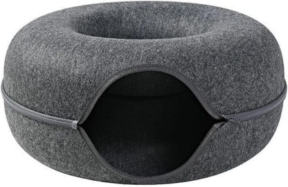 lit tunnel chat rond feutre qualite detail couture zipper bordure