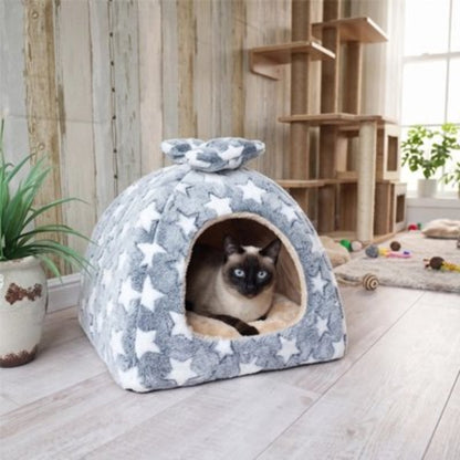 maison pour chat etoiles blanches securite et chaleur