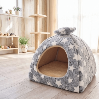 maison pour chat variante style etoiles