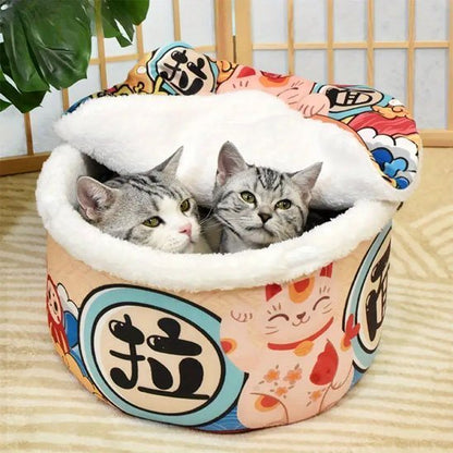panier maison pour chat double chat interieur couvercle mi ouvert